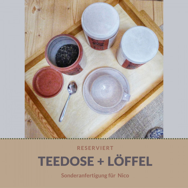 Sonderanfertigung: Teedose und Löffel für Nico
